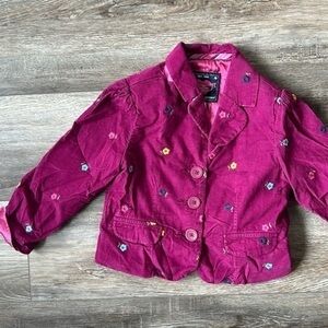 babyGap jacket size 4 toddler cranberry colored lined floral design